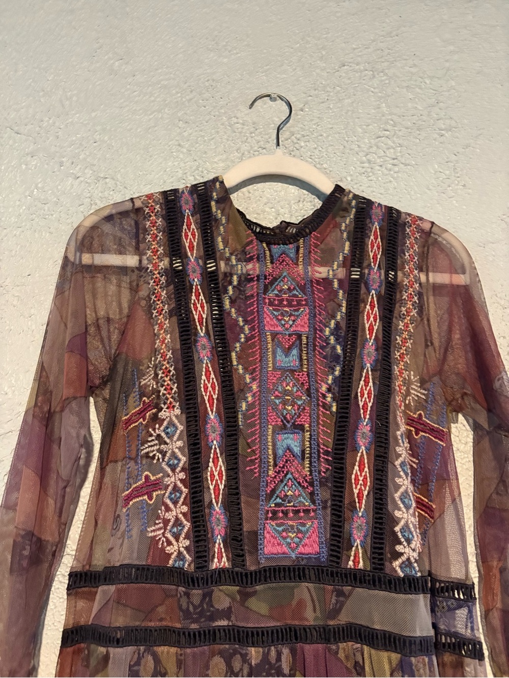 Sheer Bohemian Patchwork Maxi Dress - Purple Multi by Johnny Was - Picture 3 of 7